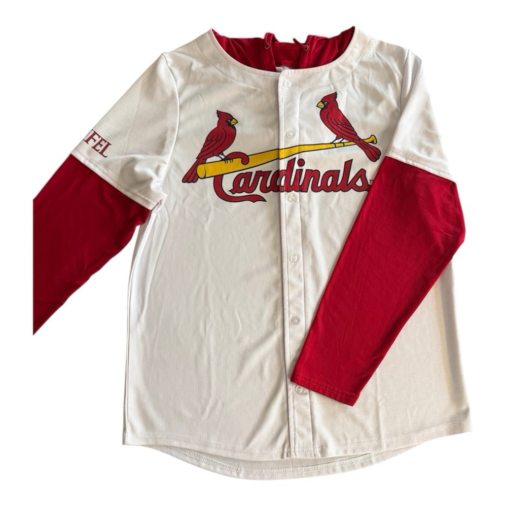 St. Louis Cardinals Hooded Baseball Jersey Long Sleeve Stifel MLB Fan Shirt XL